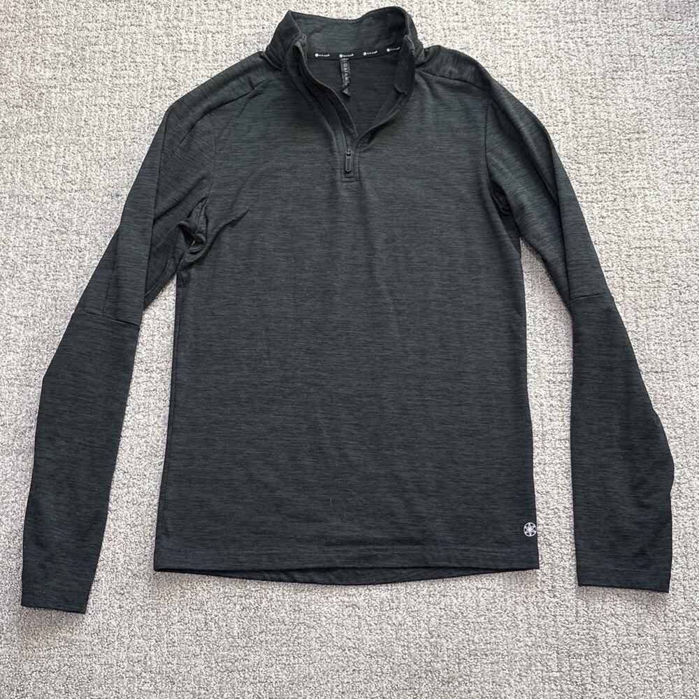 Gaiam Pullover Mens Small Gray 1/4 Zip Long Sleeve Yoga Athletic Top